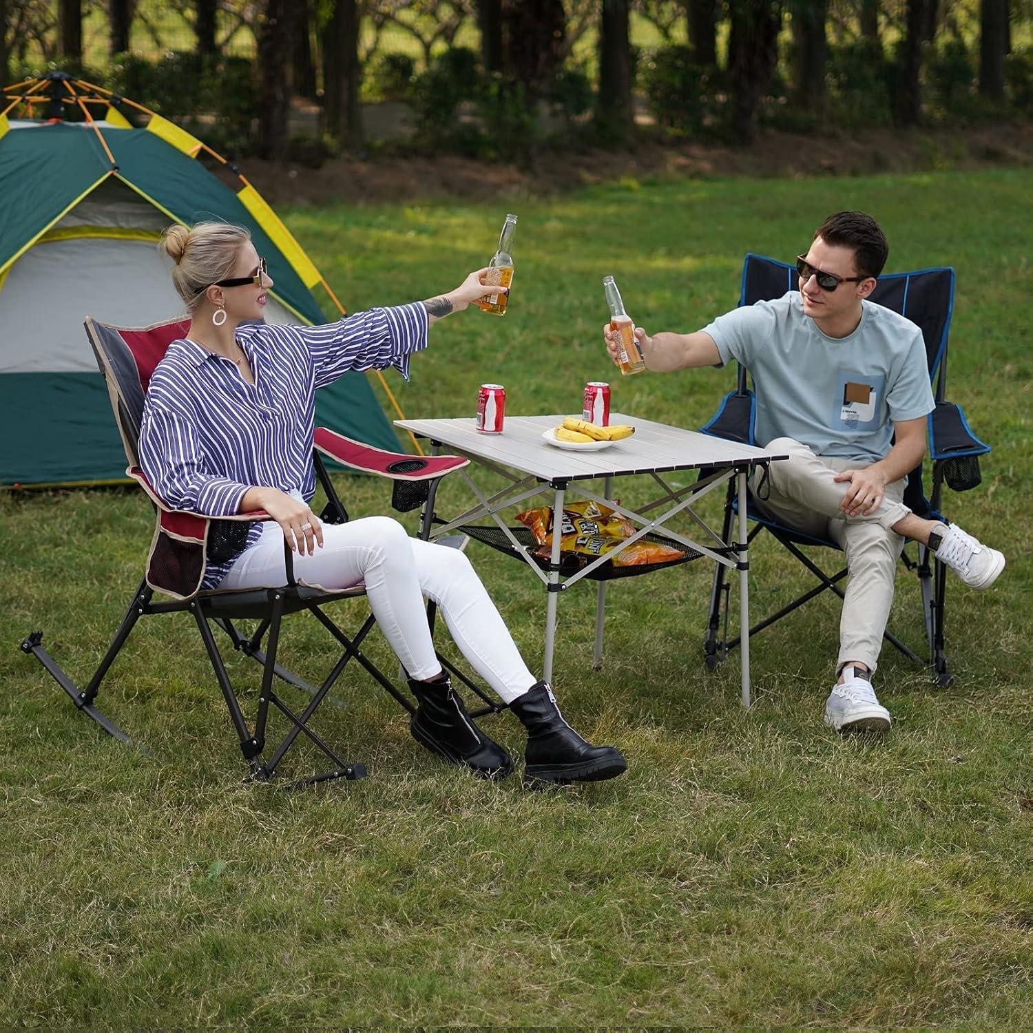 image:imageSUNNYFEEL Aluminum Folding Table for Camping Lightweight Roll Up Top Portable Camp Tables with Carry Bag for Outdoor Picnic Square BrownXlbrown1set