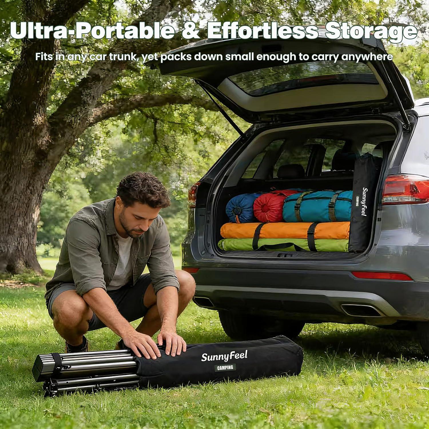 image:imageSUNNYFEEL Aluminum Folding Table for Camping Lightweight Roll Up Top Portable Camp Tables with Carry Bag for Outdoor Picnic Square BrownXlbrown1set