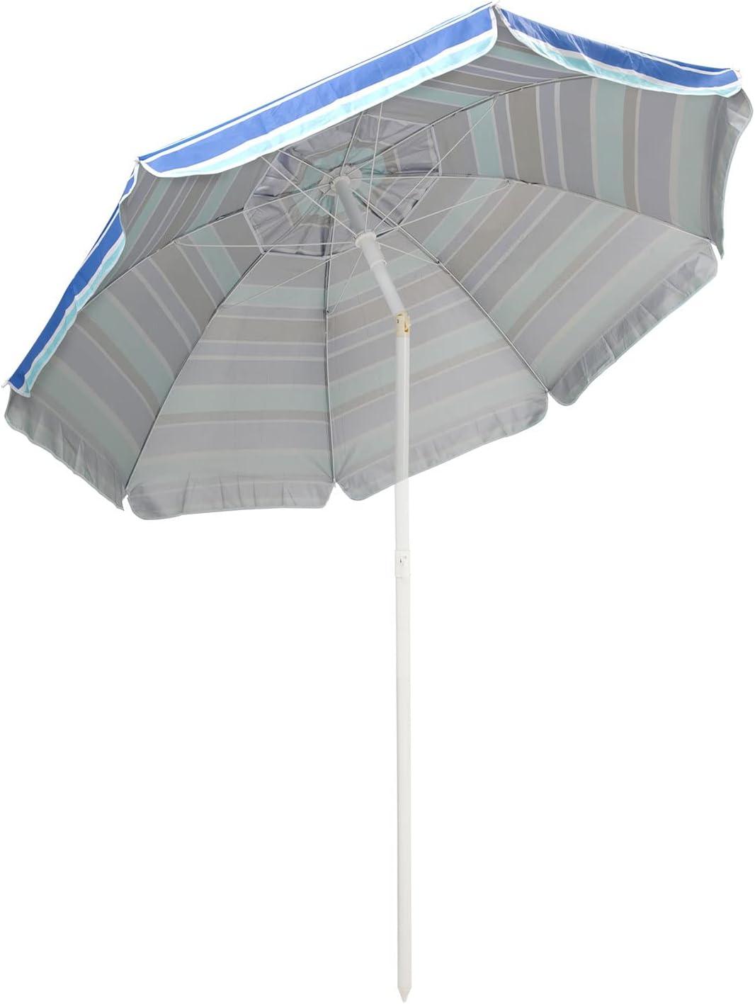 image:imageSUNNYFEEL Beach Umbrella 6ft Portable Outdoor Umbrellas with Carry Bag Sand Anchor Push Button Tilt Pole UPF50 UV Protection Windproof Sunshade Parasol for Beach Patio Yard Garden
