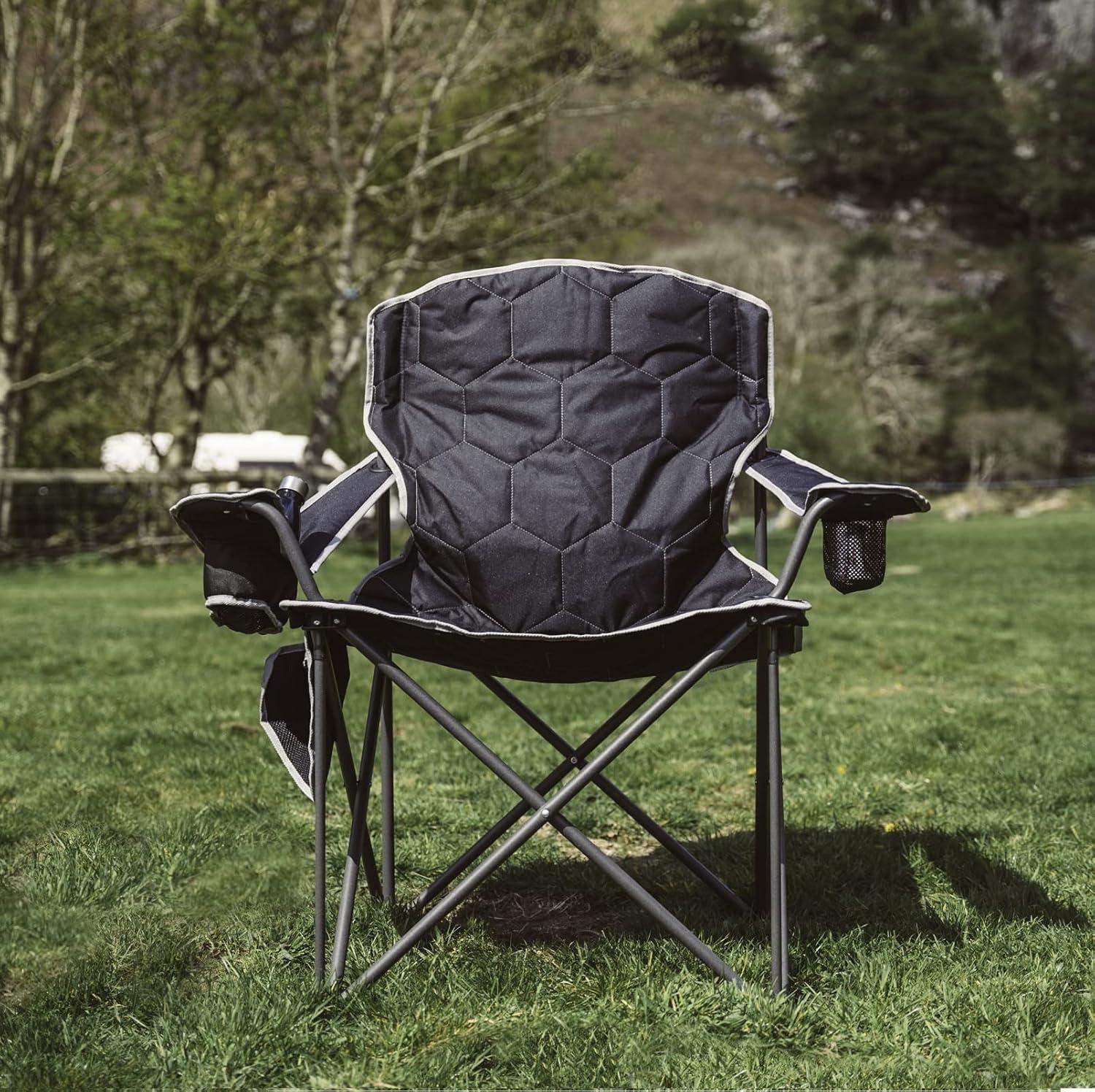 image:imageSUNNYFEEL Camping Chairs for Adults Padded Oversized Camping Chair Heavy Duty 500LBS Portable Lawn Chair with Cup Holder Side PocketampBag for Outdoor CampingBeachPicnicFishing BlackBlack1pc