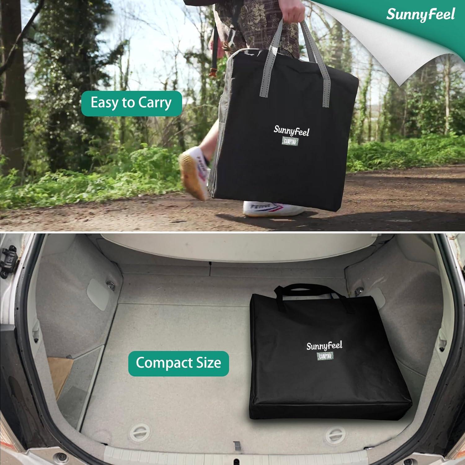 image:imageSUNNYFEEL Camping Directors Chair Heavy DutyOversized Portable Folding Chair with Side Table Pocket for Beach FishingTripPicnicLawnConcert Outdoor Foldable Camp ChairsBlack Grey2set