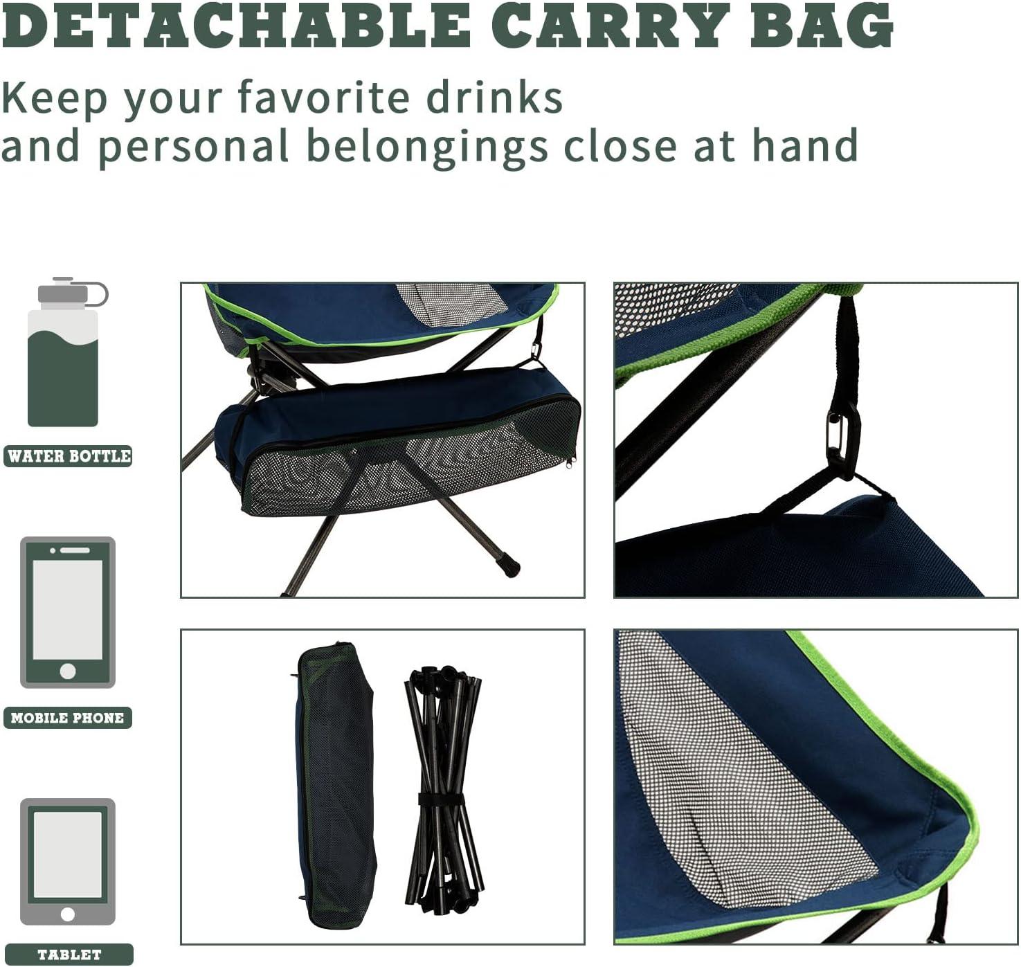 image:imageSUNNYFEEL Folding Camping Chair High Back Portable Backpacking Chairs Lightweight Small Compact Collapsible Camp Lawn Chair Heavy Duty with Pillow for Outdoor Picnic Beach FishingHigh Blue