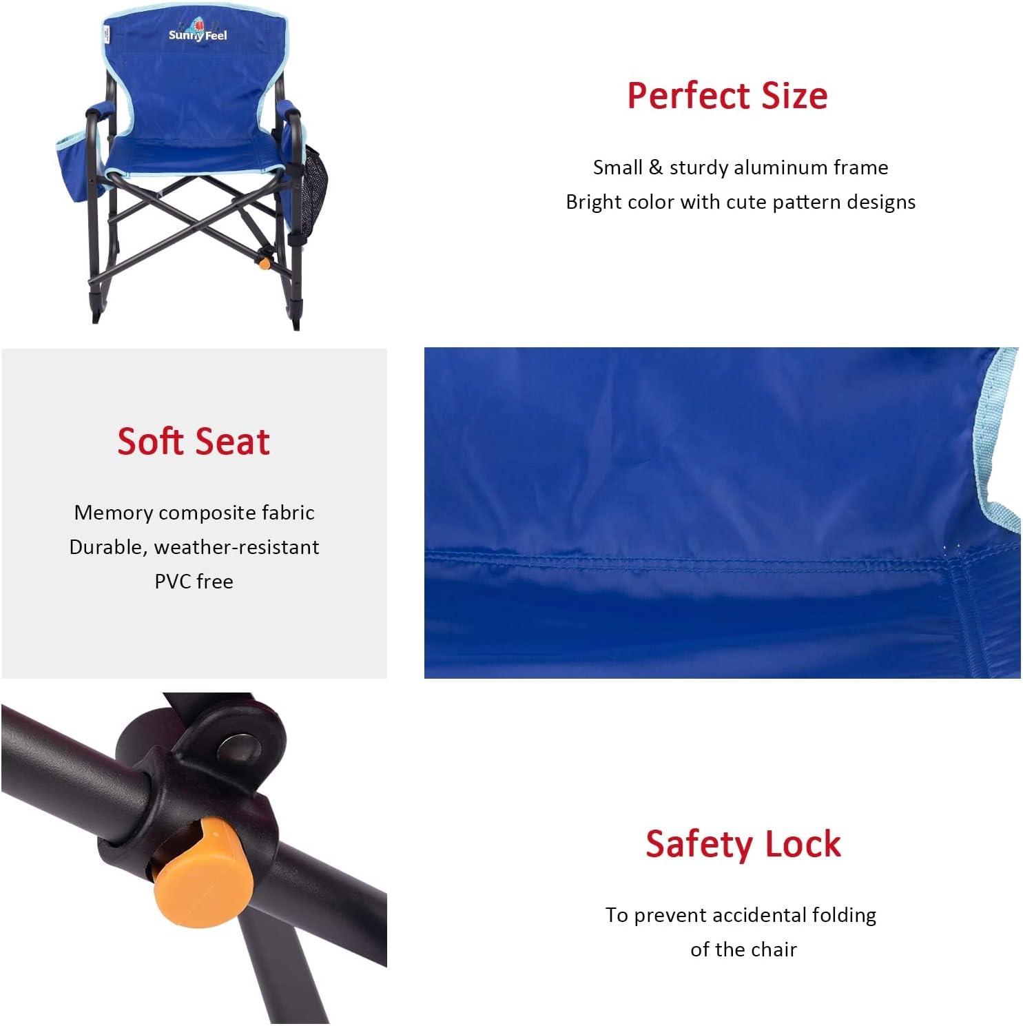 image:imageSUNNYFEEL Kids Folding Double Camping Chair Portable Kids Camping Chairs 2 Seat Chair Blue Padded Foldable Lawn Chairs with Cup Holder for BeachOutdoorTravelPicnic Foldable Camp Chairs 2 PersonBluesingle