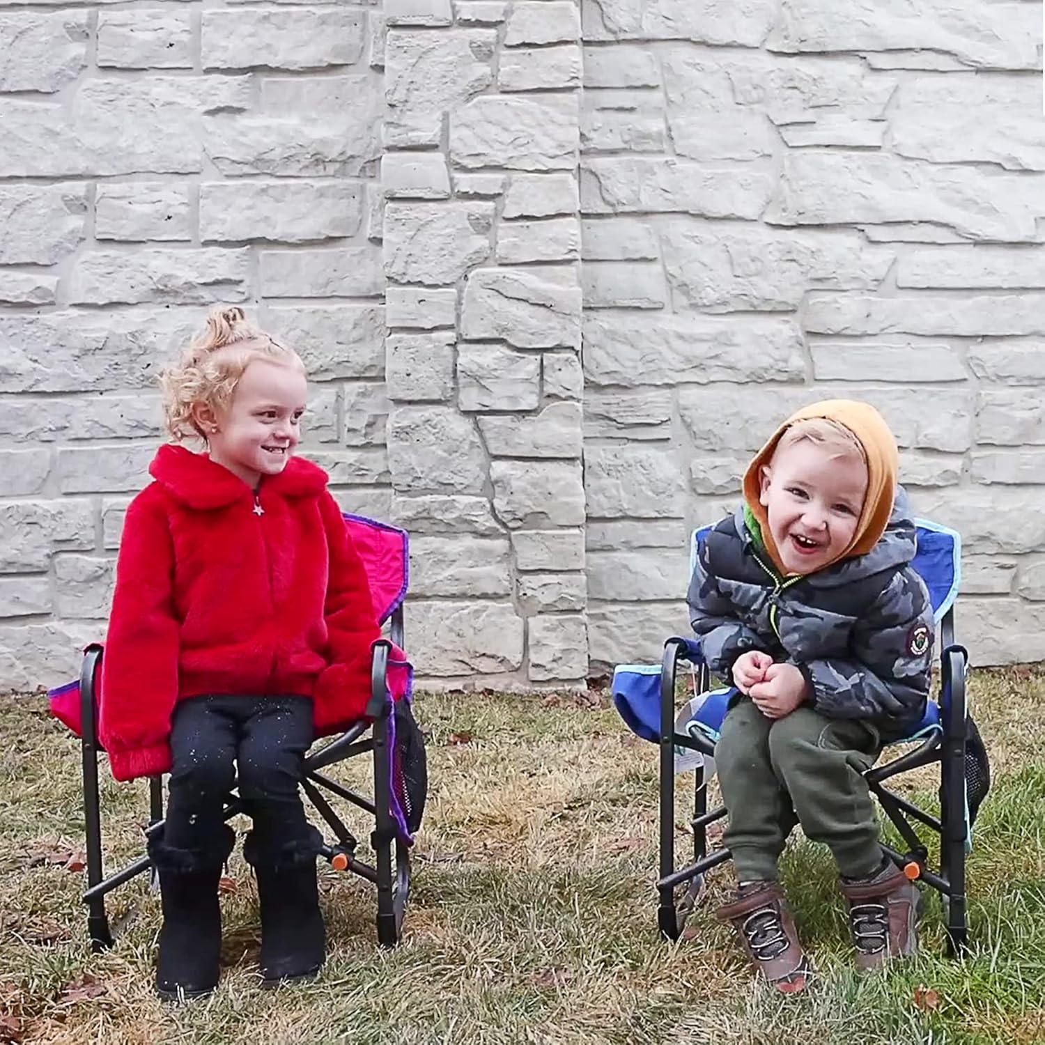 image:imageSUNNYFEEL Kids Folding Double Camping Chair Portable Kids Camping Chairs 2 Seat Chair Blue Padded Foldable Lawn Chairs with Cup Holder for BeachOutdoorTravelPicnic Foldable Camp Chairs 2 PersonBluesingle
