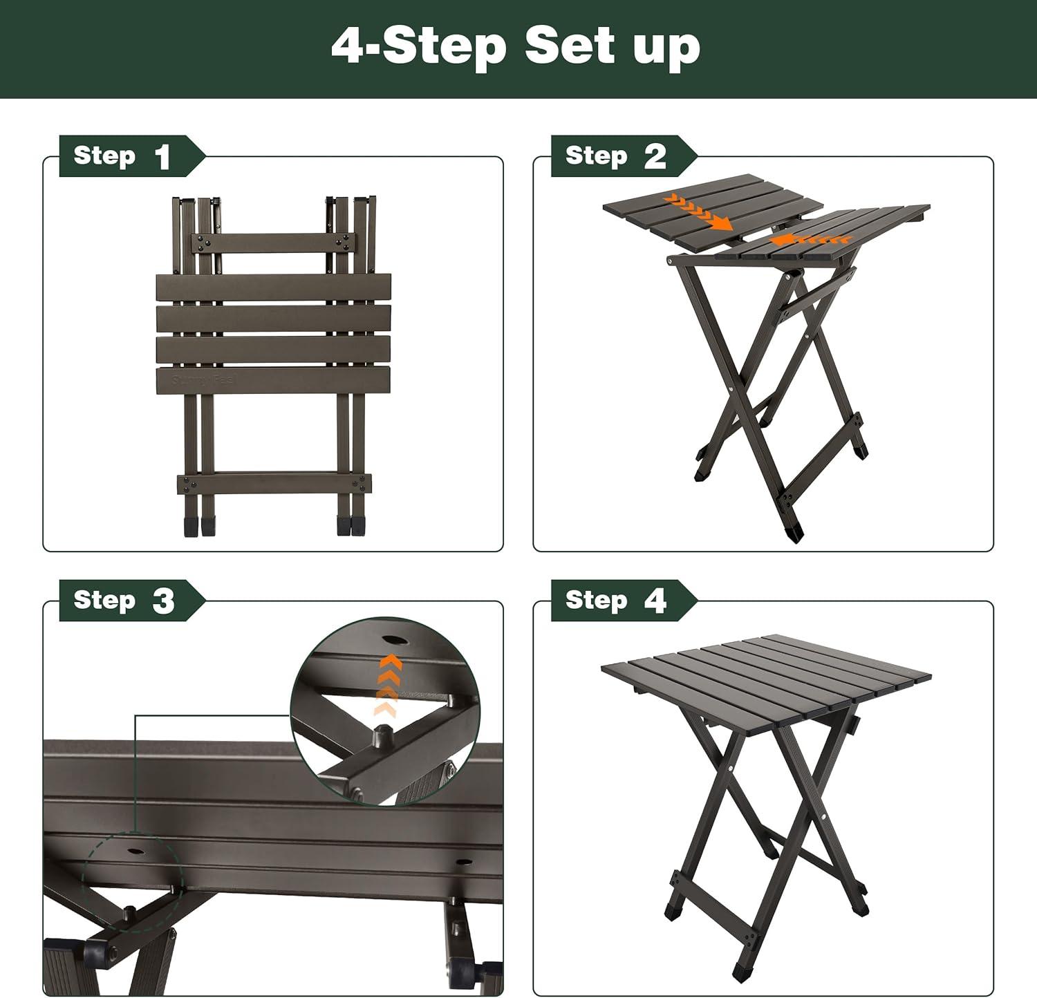 image:imageSUNNYFEEL Outdoor Folding Table Lightweight Mesh Compact Camping Table Roll Up Top 2 People Portable Camp Tables with Carry Bag for PicnicCookingBeachTravelBBQCoffee2set