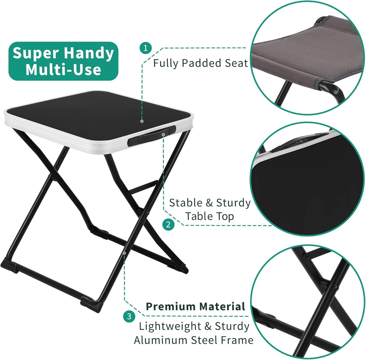 image:imageSUNNYFEEL Outdoor Folding Table Lightweight Mesh Compact Camping Table Roll Up Top 2 People Portable Camp Tables with Carry Bag for PicnicCookingBeachTravelBBQ3 in 1black1set