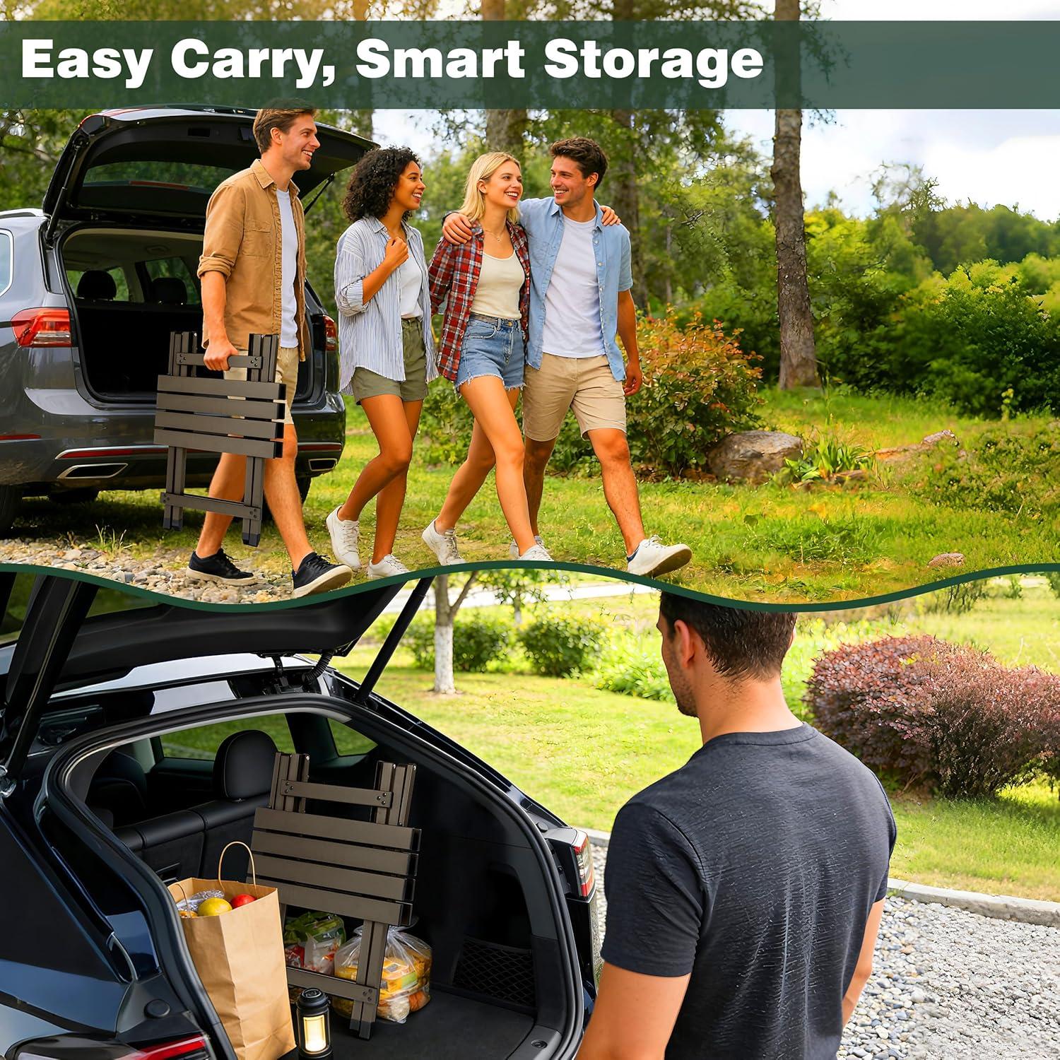 image:imageSUNNYFEEL Outdoor Folding Table Lightweight Mesh Compact Camping Table Roll Up Top 2 People Portable Camp Tables with Carry Bag for PicnicCookingBeachTravelBBQCoffee2set