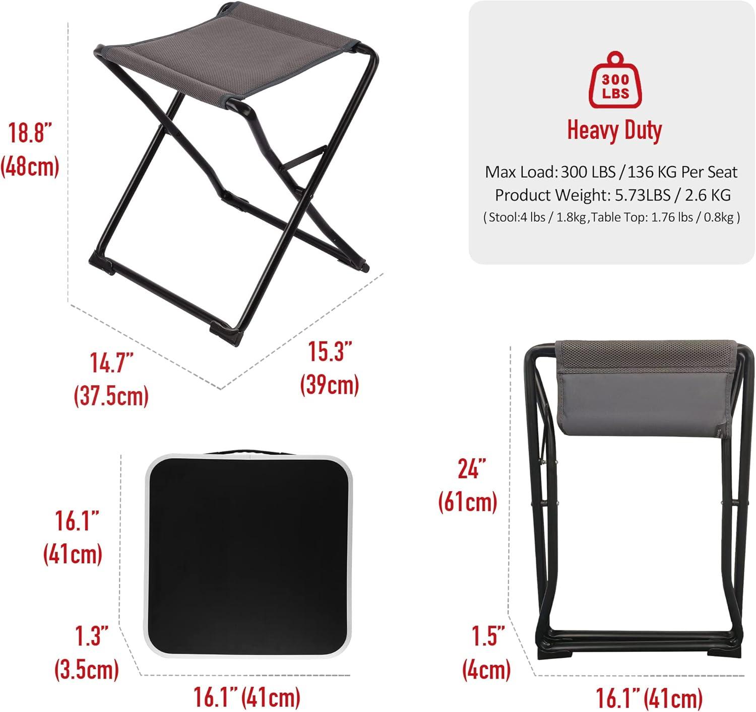image:imageSUNNYFEEL Outdoor Folding Table Lightweight Mesh Compact Camping Table Roll Up Top 2 People Portable Camp Tables with Carry Bag for PicnicCookingBeachTravelBBQ3 in 1black1set