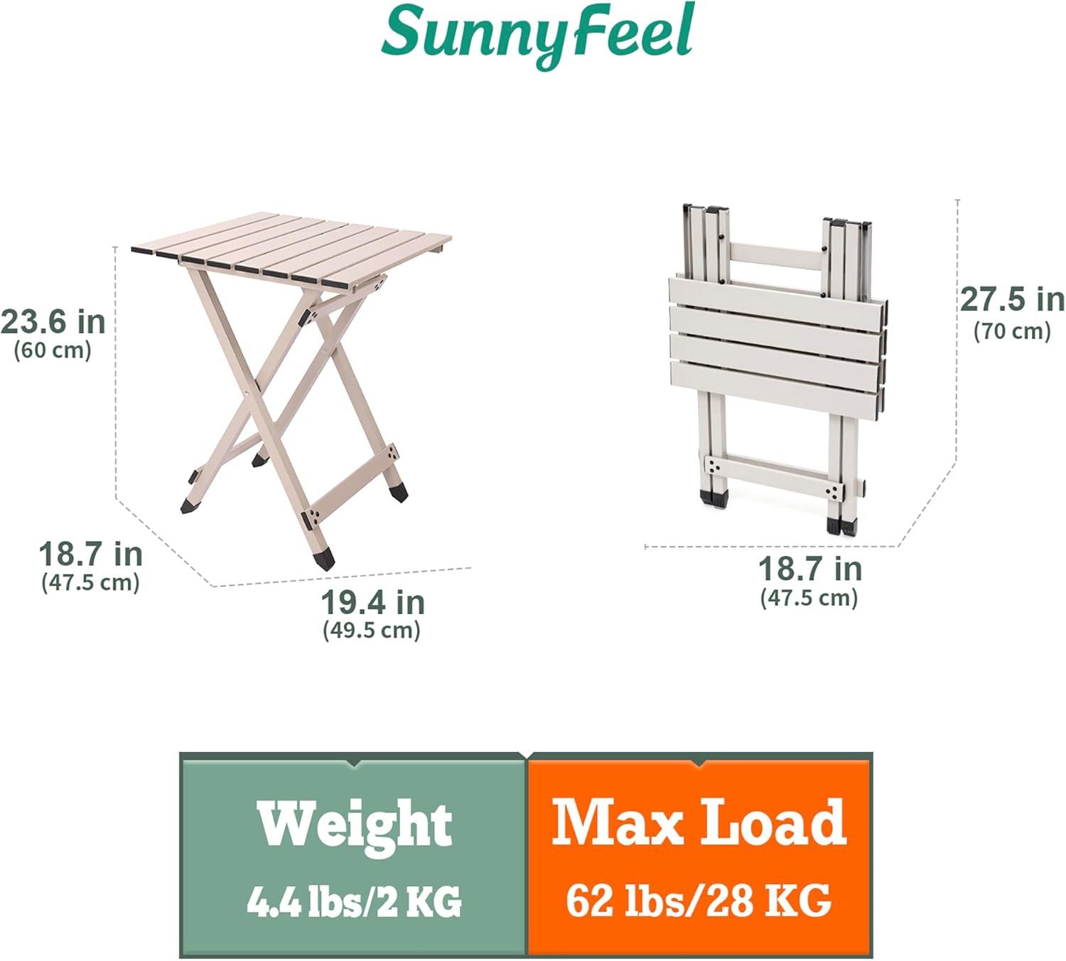 image:imageSUNNYFEEL Outdoor Folding Table Lightweight Mesh Compact Camping Table Roll Up Top 2 People Portable Camp Tables with Carry Bag for PicnicCookingBeachTravelBBQGrey1set