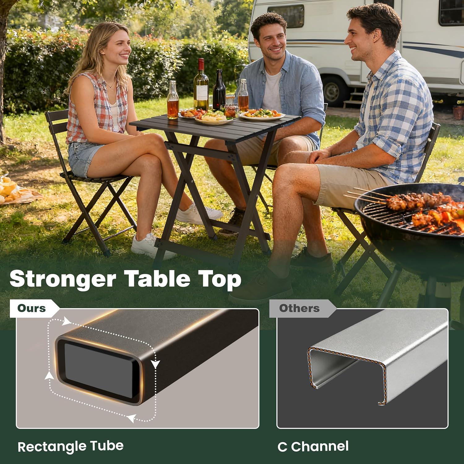 image:imageSUNNYFEEL Outdoor Folding Table Lightweight Mesh Compact Camping Table Roll Up Top 2 People Portable Camp Tables with Carry Bag for PicnicCookingBeachTravelBBQCoffee2set