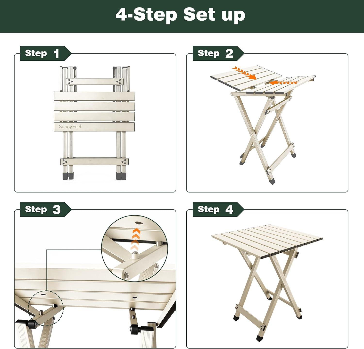 image:imageSUNNYFEEL Outdoor Folding Table Lightweight Mesh Compact Camping Table Roll Up Top 2 People Portable Camp Tables with Carry Bag for PicnicCookingBeachTravelBBQGrey1set