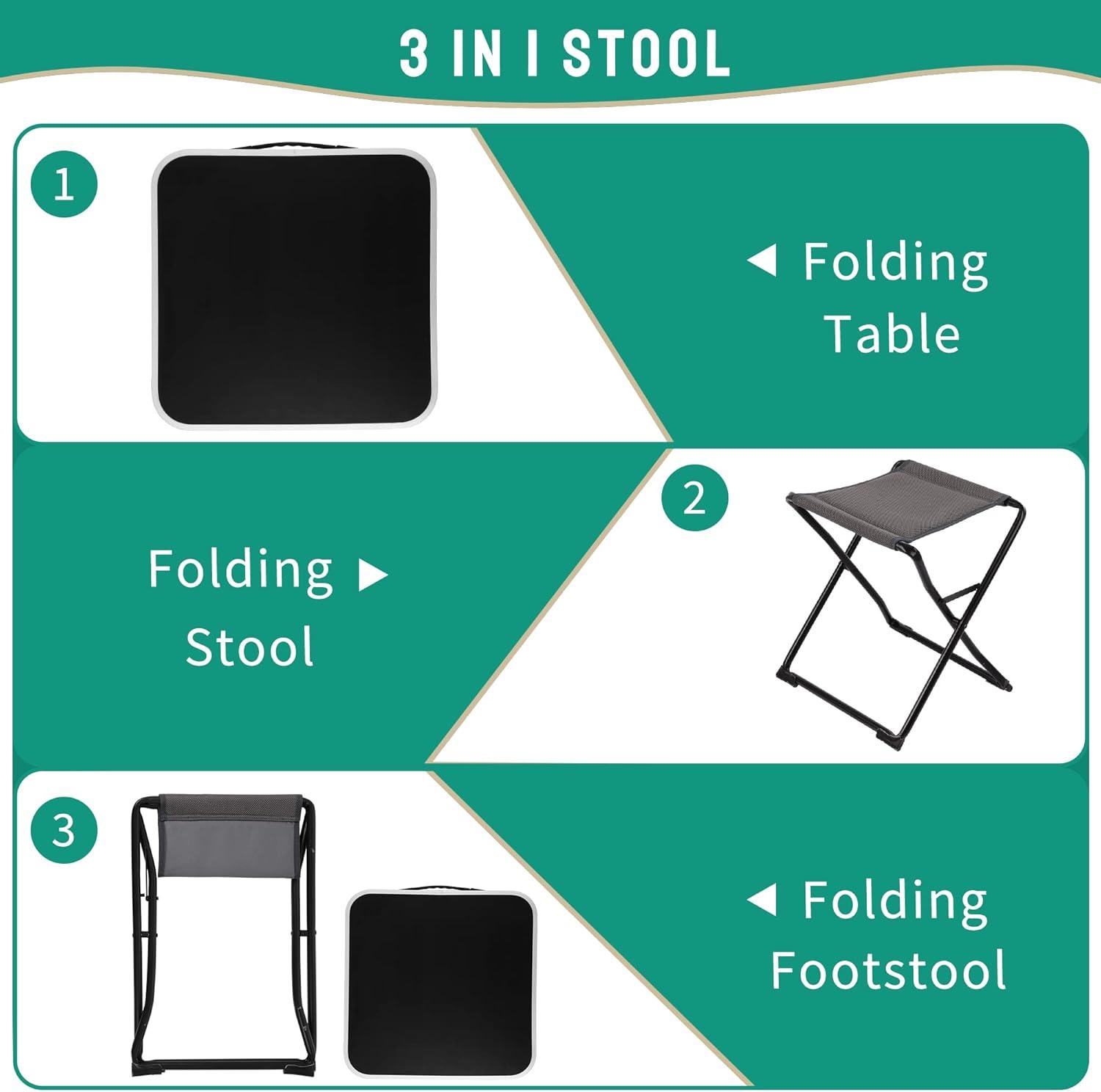 image:imageSUNNYFEEL Outdoor Folding Table Lightweight Mesh Compact Camping Table Roll Up Top 2 People Portable Camp Tables with Carry Bag for PicnicCookingBeachTravelBBQ3 in 1black1set