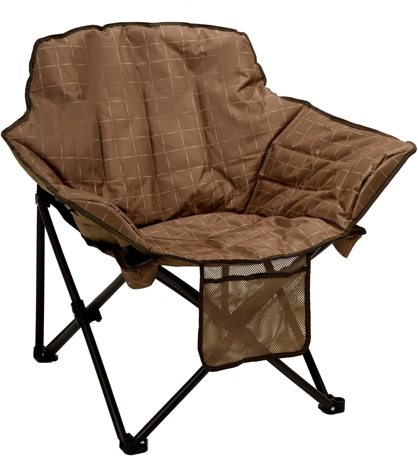 image:imageSUNNYFEEL Oversized Camping Chair Heavy Duty Folding Moon Chair Large Sofa Chair for Adults 500 LBS Portable Camp Lawn Chair with Storage Bag for Beach Trip Lawn Outdoor Camp for Adults amp Carry BagKhaki2set