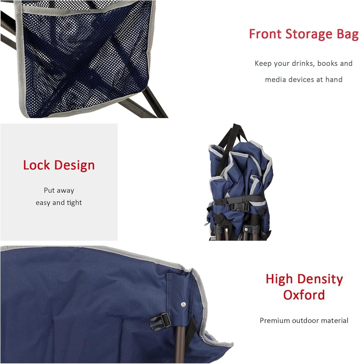 image:imageSUNNYFEEL Oversized Camping Chair Heavy Duty Folding Moon Chair Large Sofa Chair for Adults 500 LBS Portable Camp Lawn Chair with Storage Bag for Beach Trip Lawn Outdoor Camp for Adults amp Carry BagNavy Blue