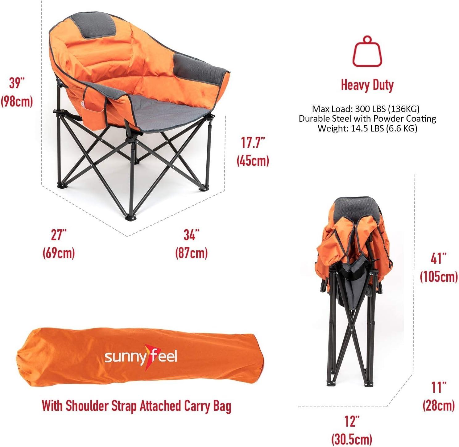 image:imageSUNNYFEEL Oversized Camping Chair Heavy Duty Folding Moon Chair Large Sofa Chair for Adults 500 LBS Portable Camp Lawn Chair with Storage Bag for Beach Trip Lawn Outdoor Camp for Adults amp Carry BagOrange