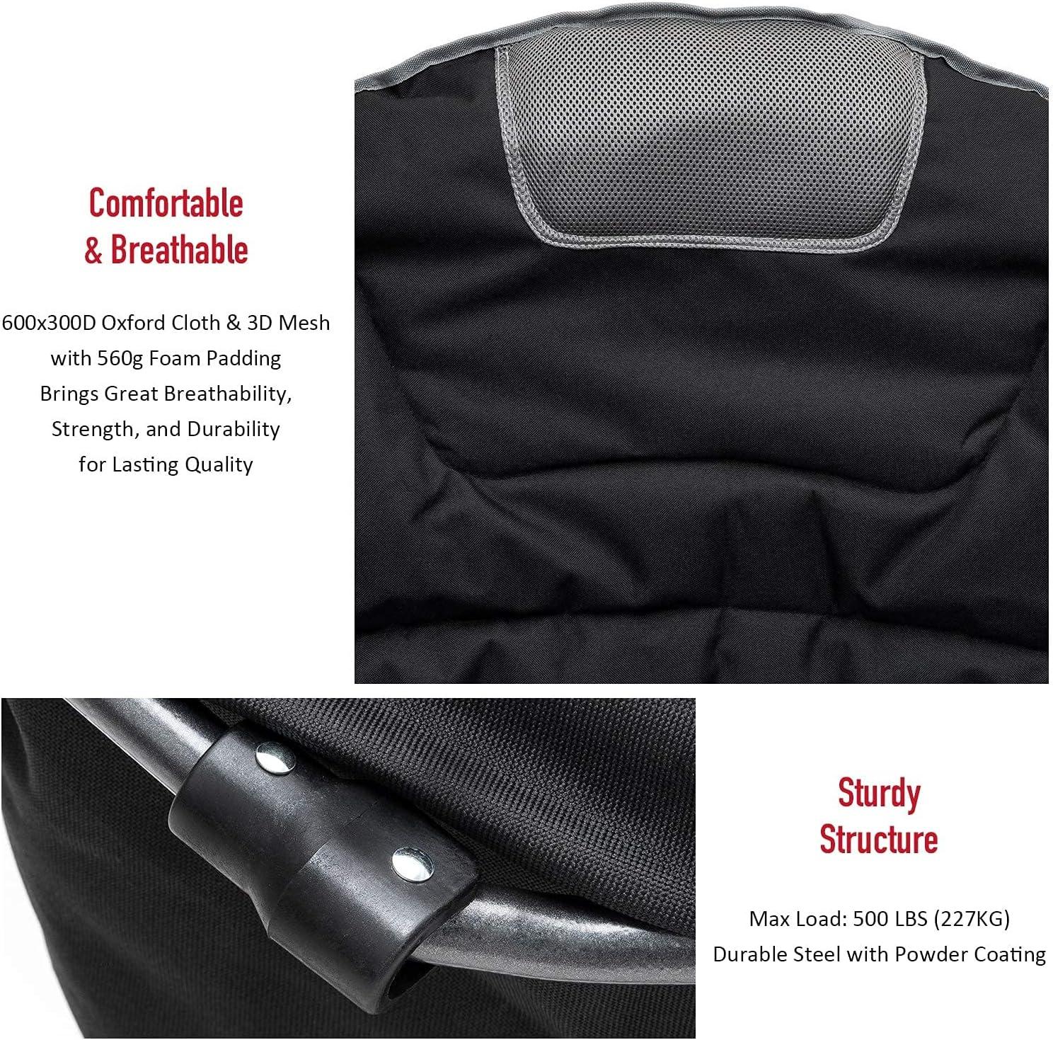 image:imageSUNNYFEEL Oversized Camping Chair Heavy Duty Folding Moon Chair Large Sofa Chair for Adults 500 LBS Portable Camp Lawn Chair with Storage Bag for Beach Trip Lawn Outdoor Camp for Adults amp Carry BagBlack