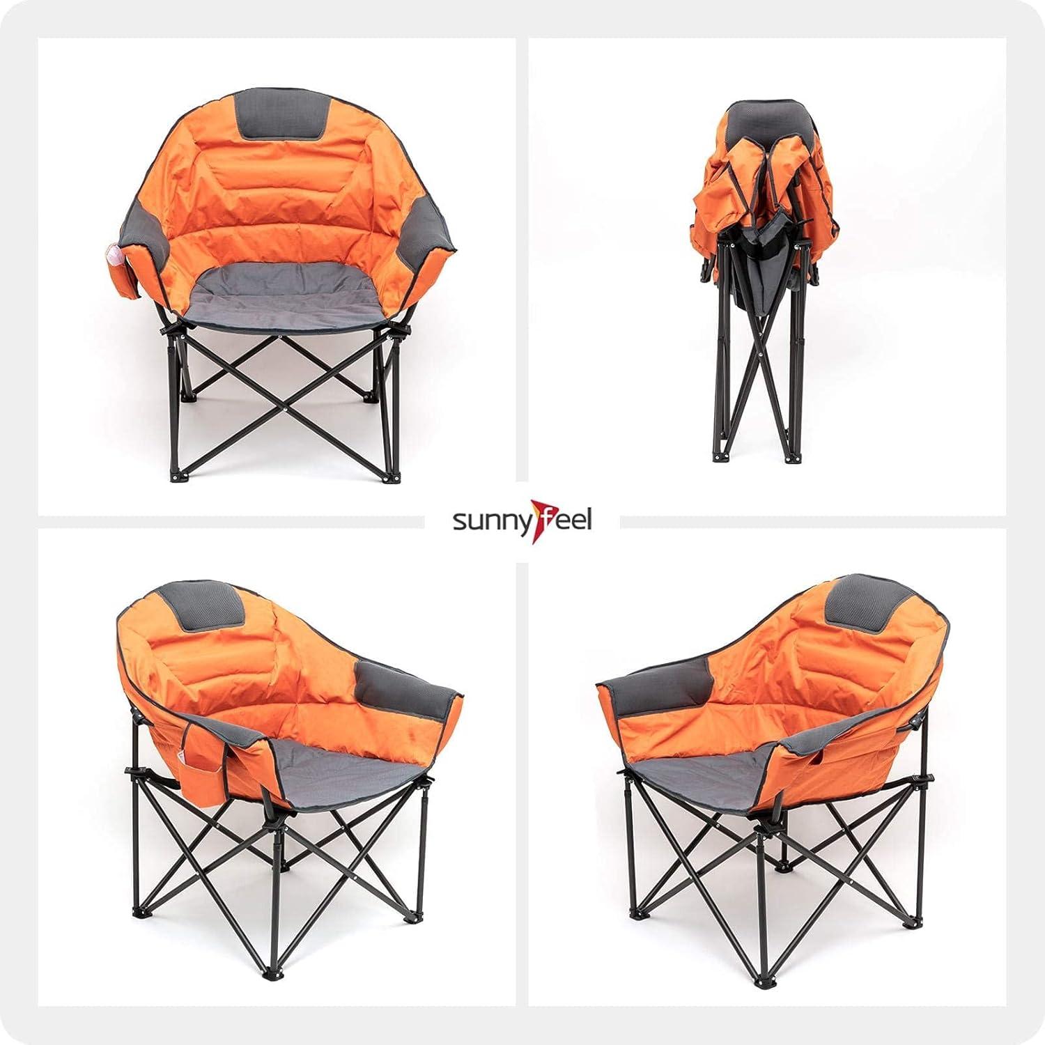 image:imageSUNNYFEEL Oversized Camping Chair Heavy Duty Folding Moon Chair Large Sofa Chair for Adults 500 LBS Portable Camp Lawn Chair with Storage Bag for Beach Trip Lawn Outdoor Camp for Adults amp Carry BagOrange
