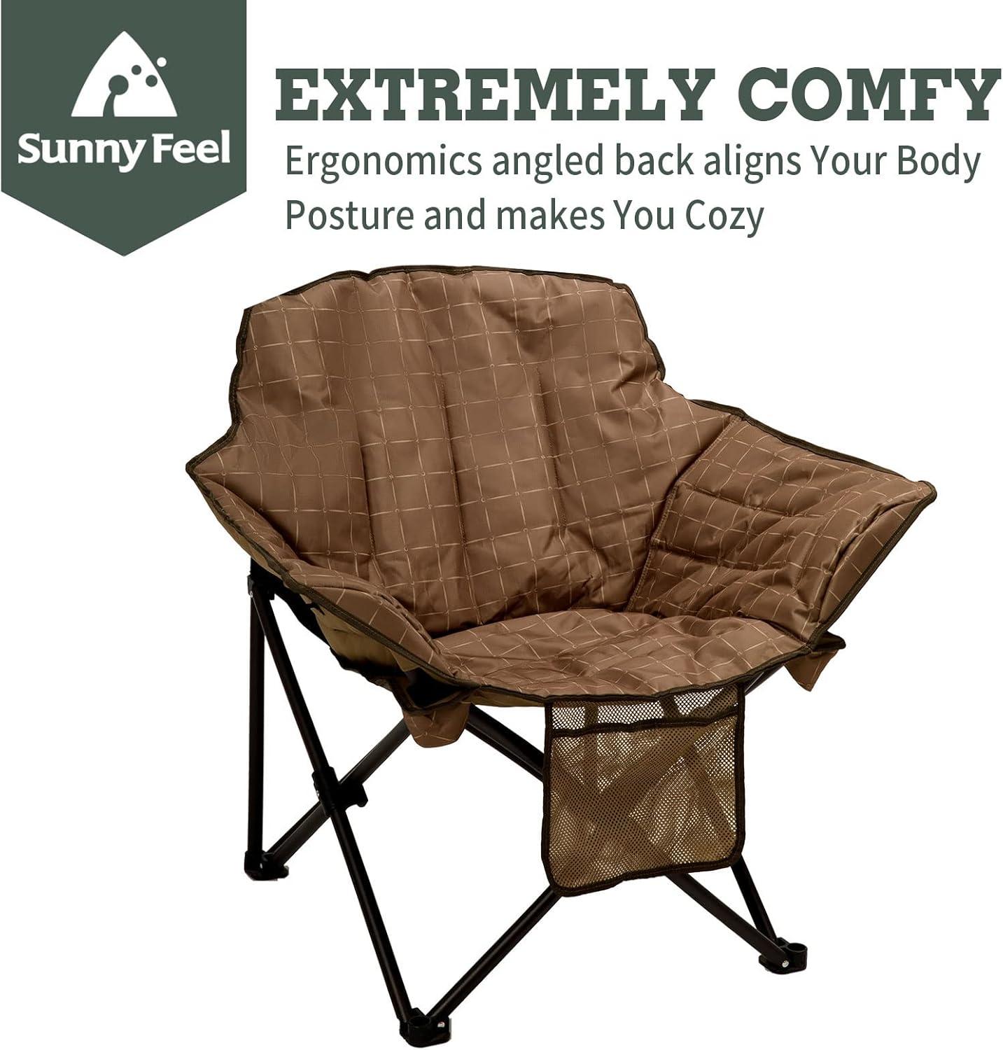 image:imageSUNNYFEEL Oversized Camping Chair Heavy Duty Folding Moon Chair Large Sofa Chair for Adults 500 LBS Portable Camp Lawn Chair with Storage Bag for Beach Trip Lawn Outdoor Camp for Adults amp Carry BagKa