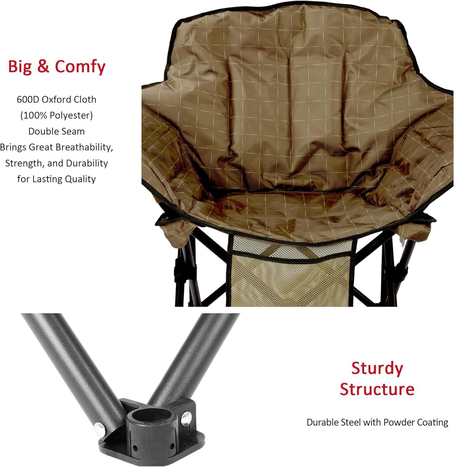 image:imageSUNNYFEEL Oversized Camping Chair Heavy Duty Folding Moon Chair Large Sofa Chair for Adults 500 LBS Portable Camp Lawn Chair with Storage Bag for Beach Trip Lawn Outdoor Camp for Adults amp Carry BagKhaki2set