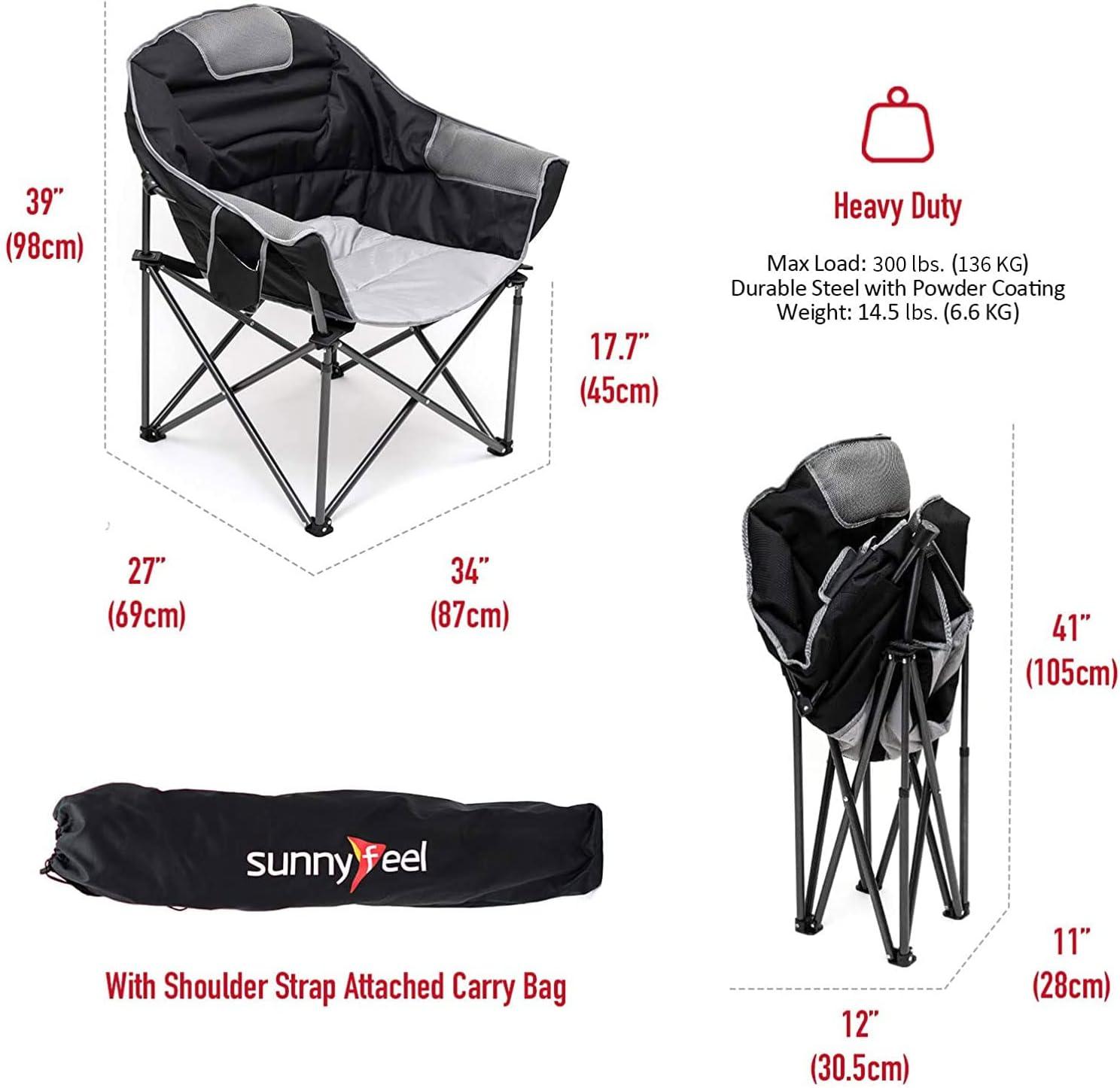 image:imageSUNNYFEEL Oversized Camping Chair Heavy Duty Folding Moon Chair Large Sofa Chair for Adults 500 LBS Portable Camp Lawn Chair with Storage Bag for Beach Trip Lawn Outdoor Camp for Adults amp Carry BagBlack