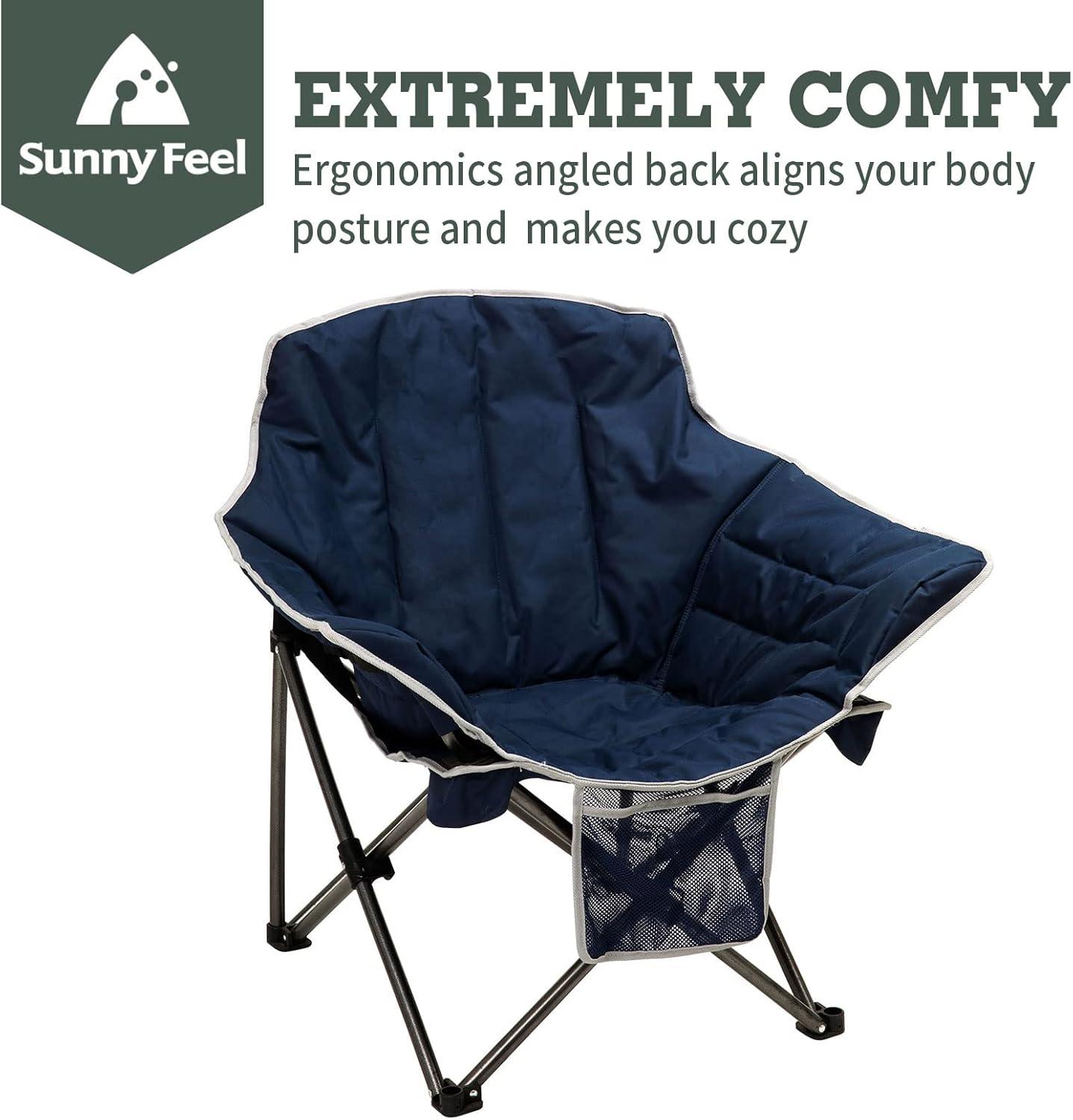 image:imageSUNNYFEEL Oversized Camping Chair Heavy Duty Folding Moon Chair Large Sofa Chair for Adults 500 LBS Portable Camp Lawn Chair with Storage Bag for Beach Trip Lawn Outdoor Camp for Adults amp Carry BagNavy Blue2set