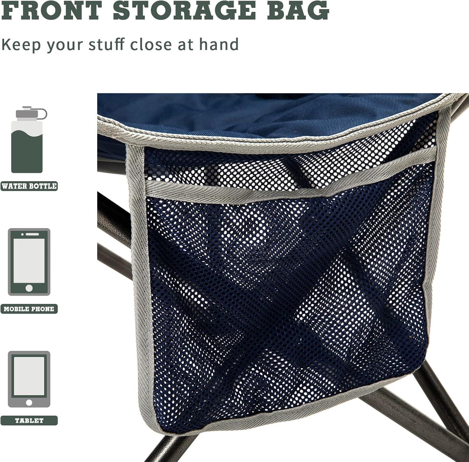 image:imageSUNNYFEEL Oversized Camping Chair Heavy Duty Folding Moon Chair Large Sofa Chair for Adults 500 LBS Portable Camp Lawn Chair with Storage Bag for Beach Trip Lawn Outdoor Camp for Adults amp Carry BagNavy Blue2set
