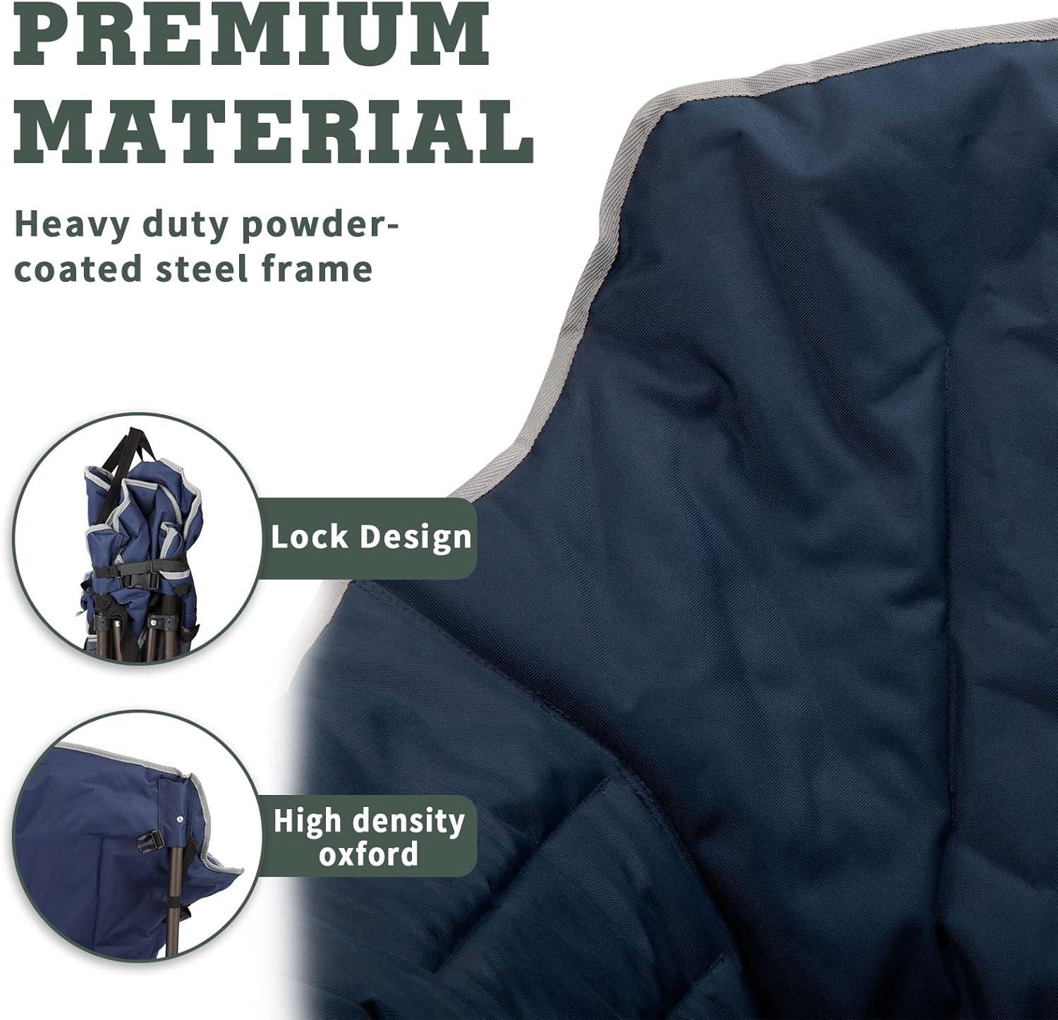 image:imageSUNNYFEEL Oversized Camping Chair Heavy Duty Folding Moon Chair Large Sofa Chair for Adults 500 LBS Portable Camp Lawn Chair with Storage Bag for Beach Trip Lawn Outdoor Camp for Adults amp Carry BagNavy Blue2set