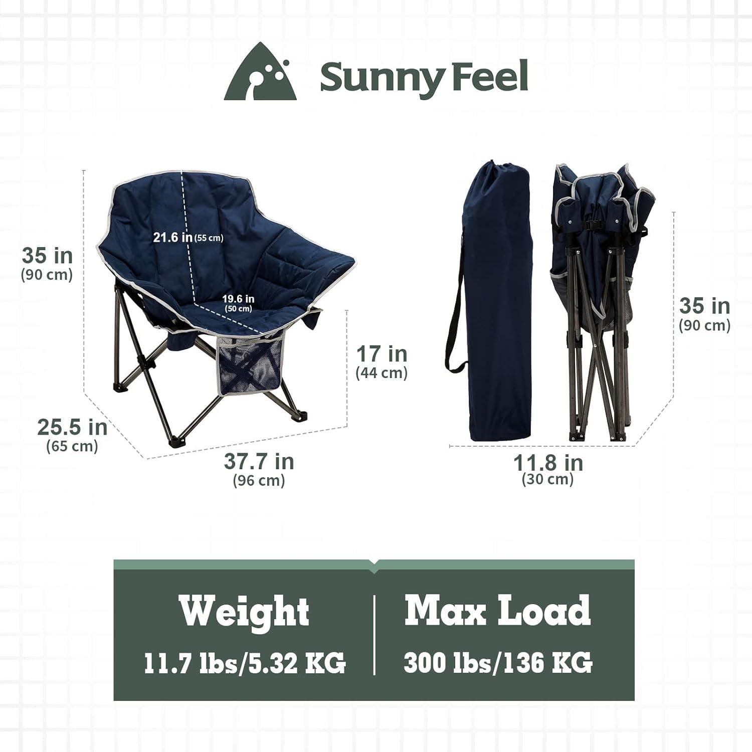 image:imageSUNNYFEEL Oversized Camping Chair Heavy Duty Folding Moon Chair Large Sofa Chair for Adults 500 LBS Portable Camp Lawn Chair with Storage Bag for Beach Trip Lawn Outdoor Camp for Adults amp Carry BagNavy Blue2set
