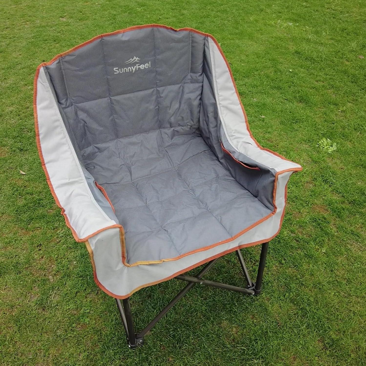 image:imageSUNNYFEEL Oversized Extra Large Padded Camping Chair Outdoor Portable Folding Camp Chair Large Camp Lounge Chairs Heavy Duty for Adults Fishing Sports Trip