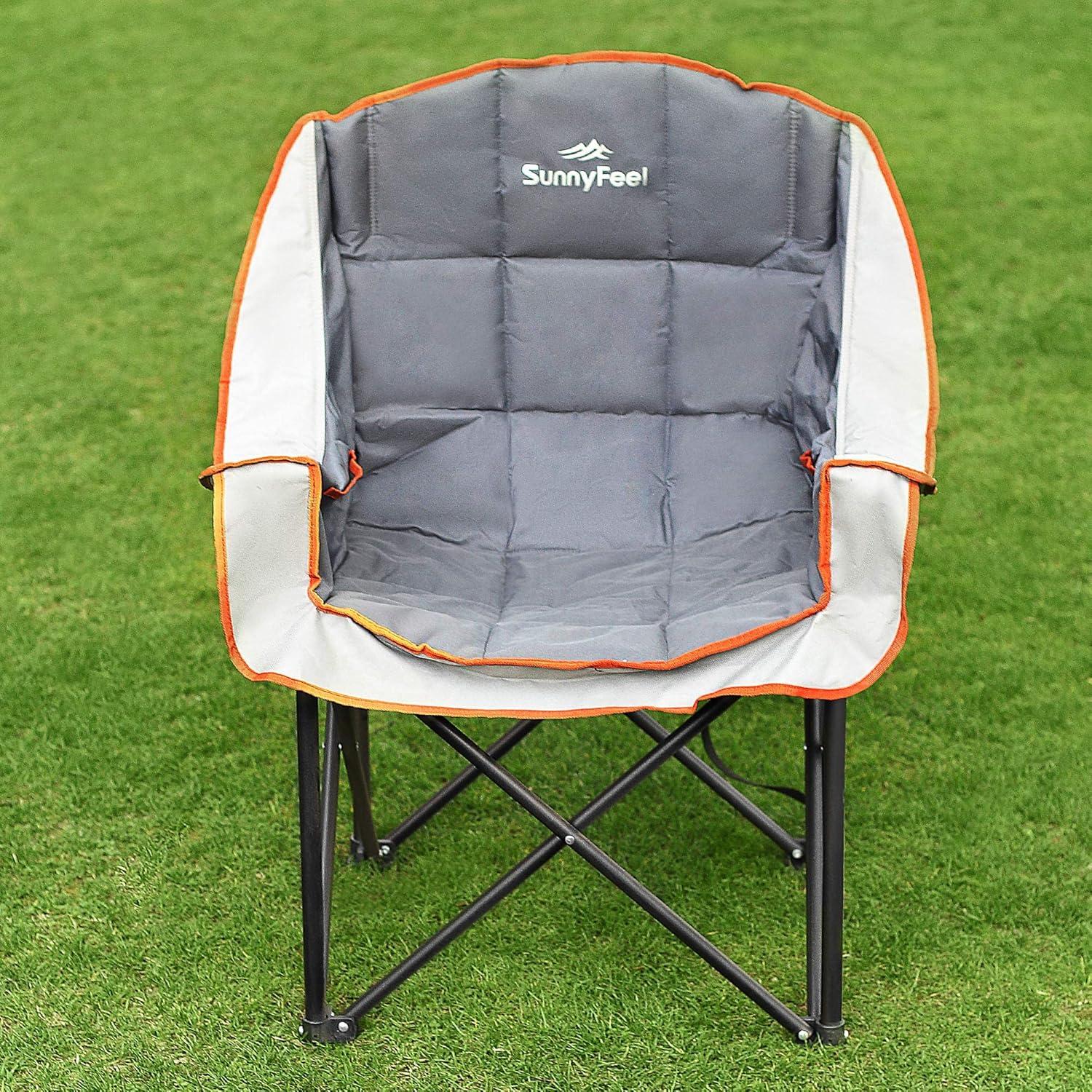 image:imageSUNNYFEEL Oversized Extra Large Padded Camping Chair Outdoor Portable Folding Camp Chair Large Camp Lounge Chairs Heavy Duty for Adults Fishing Sports Trip