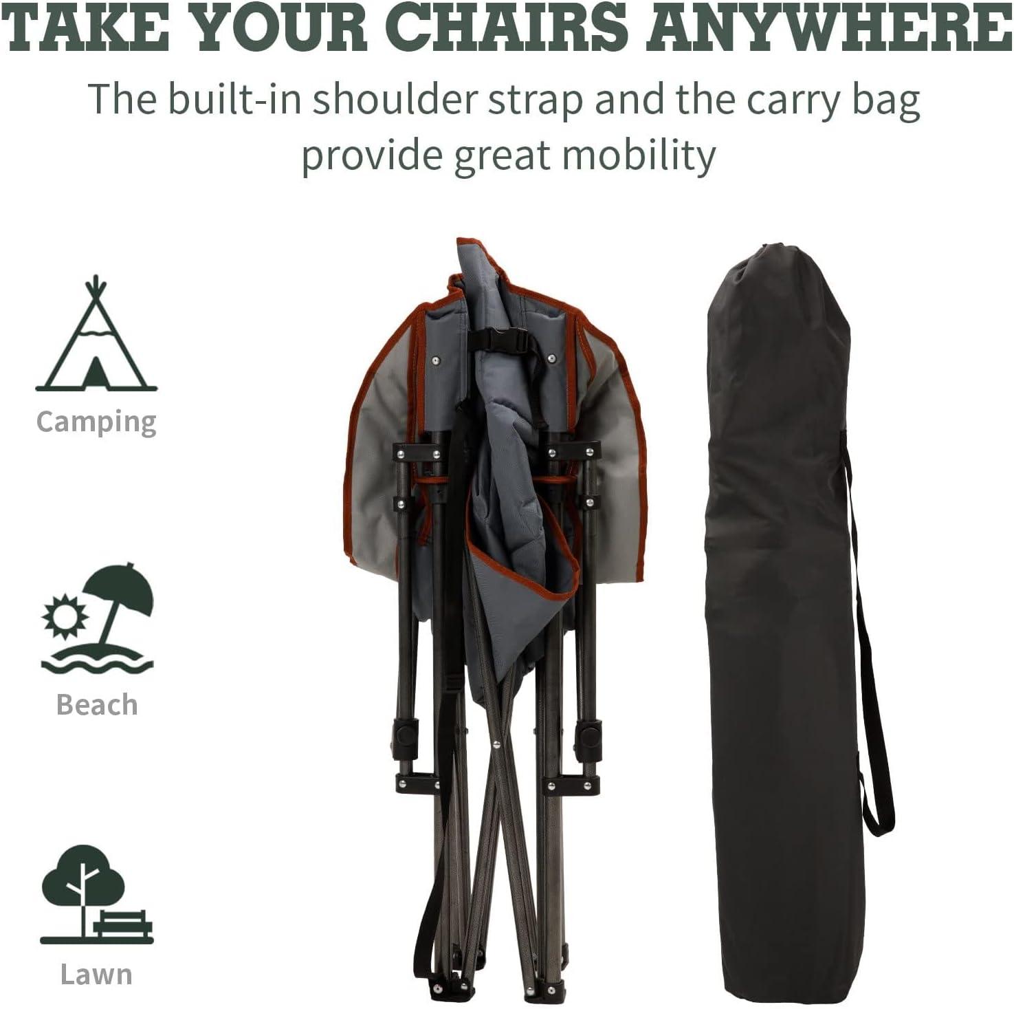image:imageSUNNYFEEL Oversized Extra Large Padded Camping Chair Outdoor Portable Folding Camp Chair Large Camp Lounge Chairs Heavy Duty for Adults Fishing Sports Trip