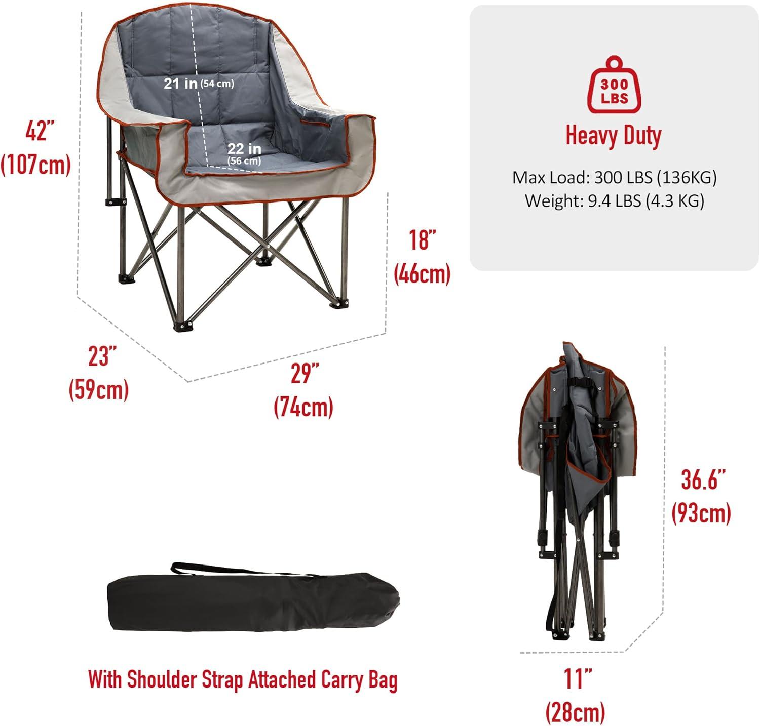 image:imageSUNNYFEEL Oversized Extra Large Padded Camping Chair Outdoor Portable Folding Camp Chair Large Camp Lounge Chairs Heavy Duty for Adults Fishing Sports Trip