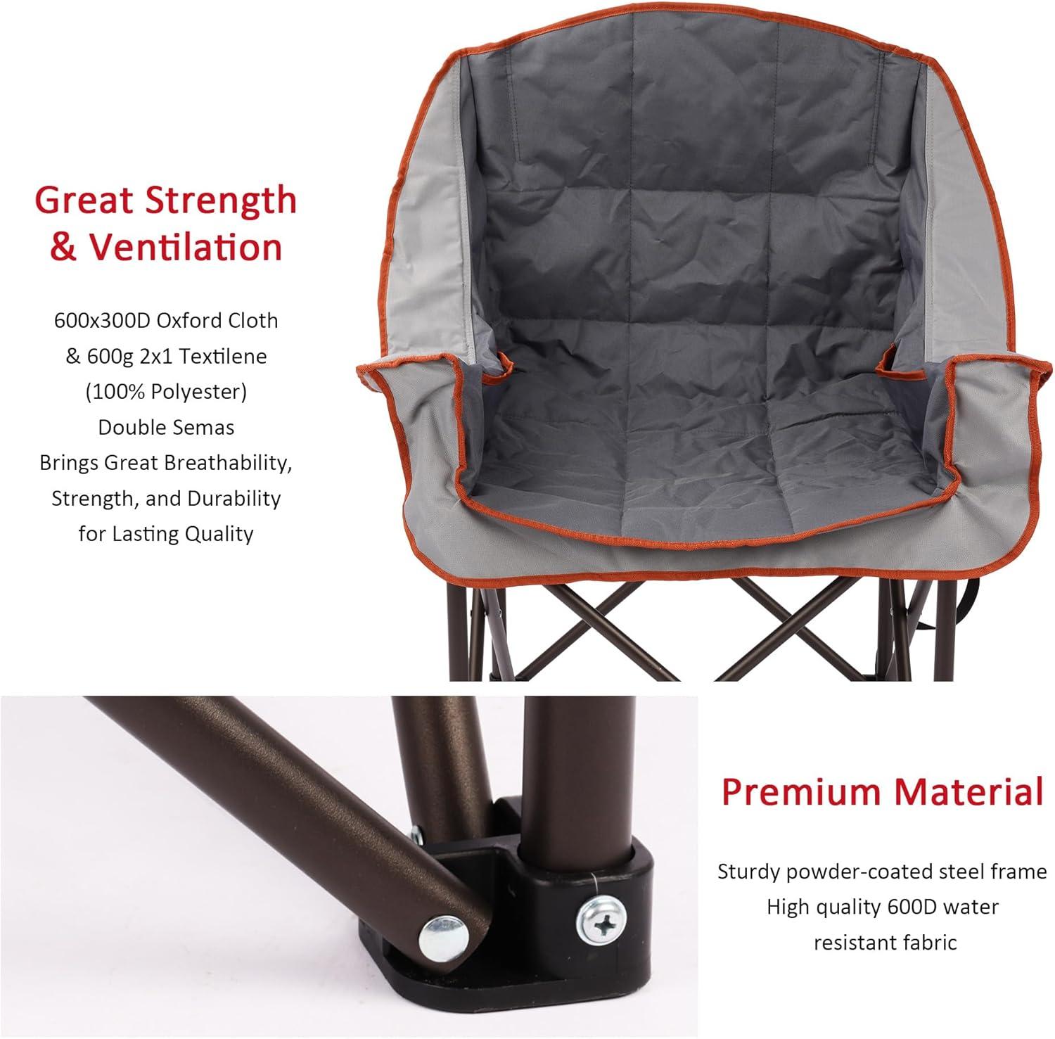 image:imageSUNNYFEEL Oversized Extra Large Padded Camping Chair Outdoor Portable Folding Camp Chair Large Camp Lounge Chairs Heavy Duty for Adults Fishing Sports Trip