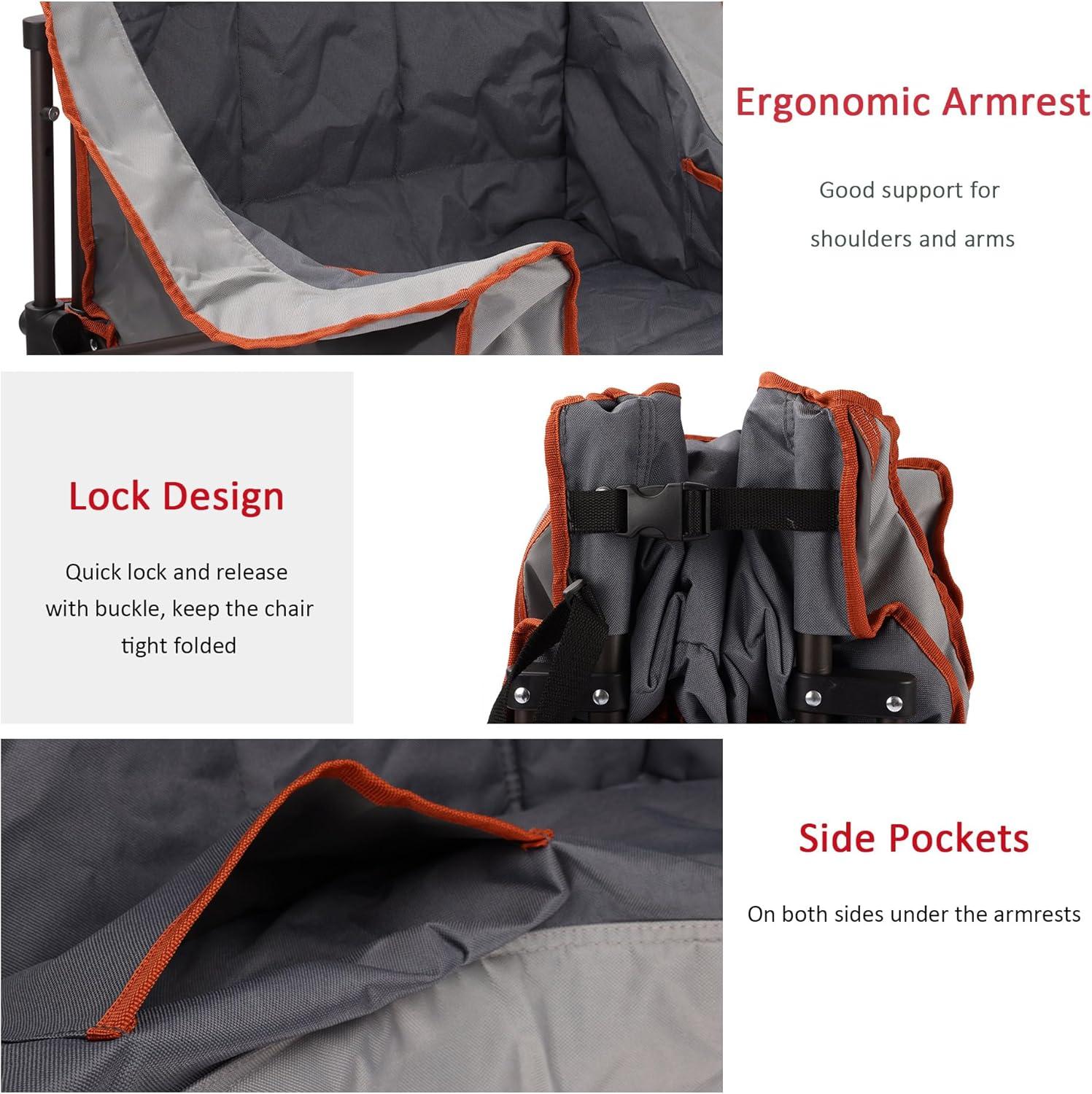image:imageSUNNYFEEL Oversized Extra Large Padded Camping Chair Outdoor Portable Folding Camp Chair Large Camp Lounge Chairs Heavy Duty for Adults Fishing Sports Trip