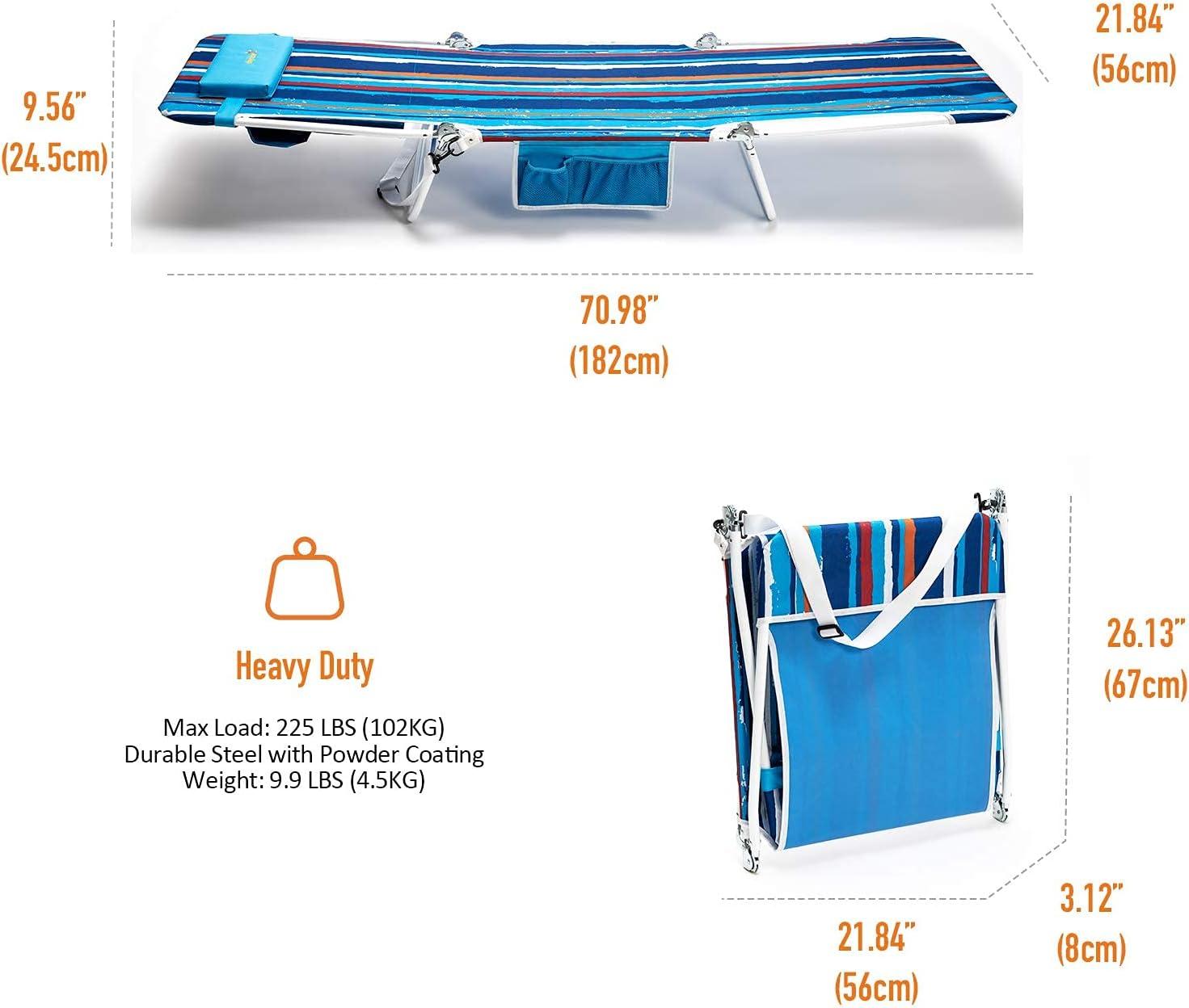 image:imagedaystar SunnyFeel Beach Lounge Chair Reclining Beach Chairs 180degree amp Lay Flat Portable Folding Camping Chairs with Padded Comfy Pillow for CampLawnOutdoorTravelPicnic Beach Camping Cot