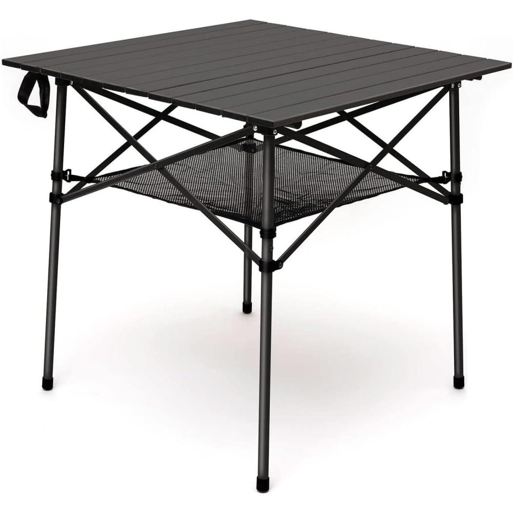 image:imageSUNNYFEEL Aluminum Folding Table for Camping Lightweight Roll Up Top Portable Camp Tables with Carry Bag for Outdoor Picnic Square BrownXlbrown1set