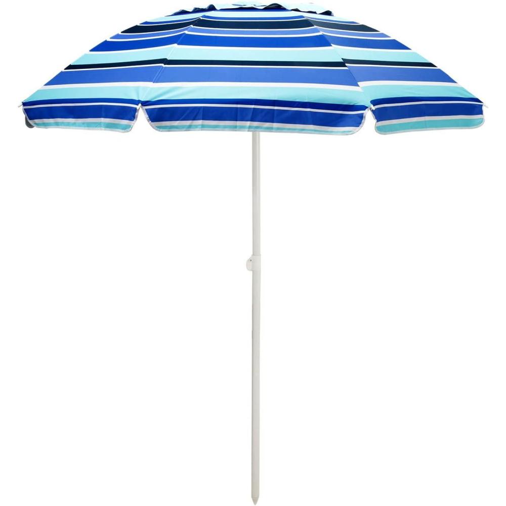 image:imageSUNNYFEEL Beach Umbrella 6ft Portable Outdoor Umbrellas with Carry Bag Sand Anchor Push Button Tilt Pole UPF50 UV Protection Windproof Sunshade Parasol for Beach Patio Yard Garden