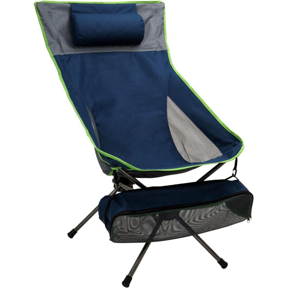 image:imageSUNNYFEEL Folding Camping Chair High Back Portable Backpacking Chairs Lightweight Small Compact Collapsible Camp Lawn Chair Heavy Duty with Pillow for Outdoor Picnic Beach FishingHigh Blue