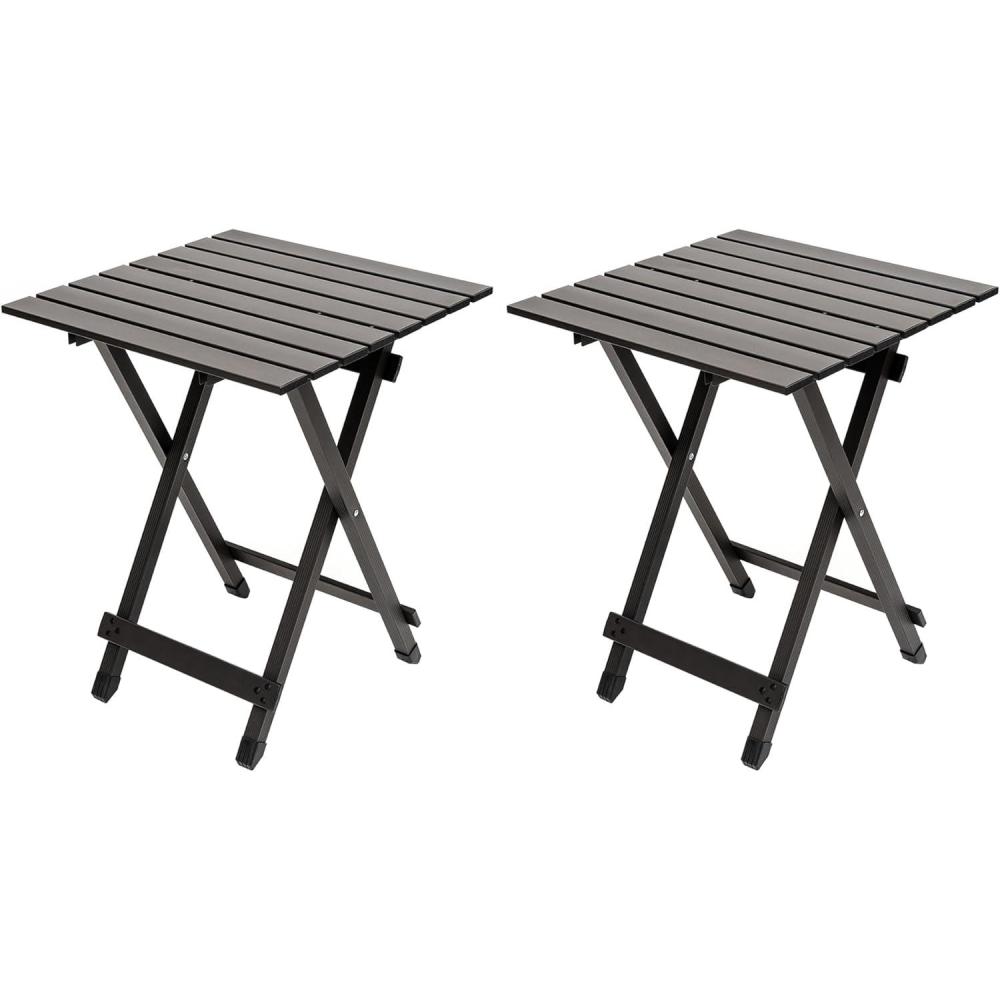 image:imageSUNNYFEEL Outdoor Folding Table Lightweight Mesh Compact Camping Table Roll Up Top 2 People Portable Camp Tables with Carry Bag for PicnicCookingBeachTravelBBQCoffee2set
