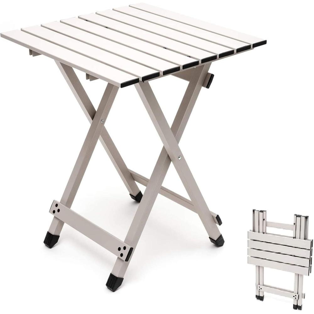 image:imageSUNNYFEEL Outdoor Folding Table Lightweight Mesh Compact Camping Table Roll Up Top 2 People Portable Camp Tables with Carry Bag for PicnicCookingBeachTravelBBQGrey1set