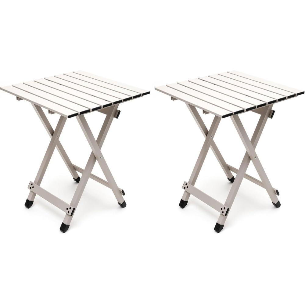 image:imageSUNNYFEEL Outdoor Folding Table Lightweight Mesh Compact Camping Table Roll Up Top 2 People Portable Camp Tables with Carry Bag for PicnicCookingBeachTravelBBQGrey2set