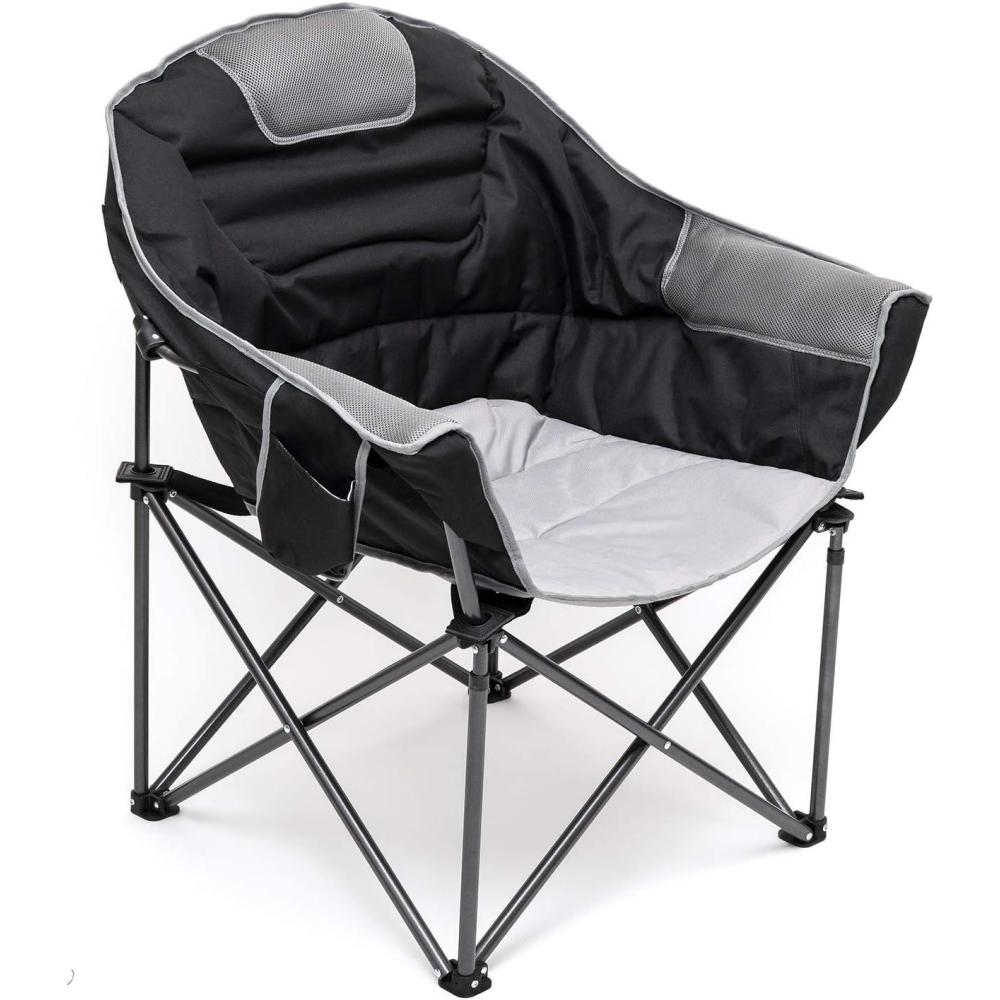 image:imageSUNNYFEEL Oversized Camping Chair Heavy Duty Folding Moon Chair Large Sofa Chair for Adults 500 LBS Portable Camp Lawn Chair with Storage Bag for Beach Trip Lawn Outdoor Camp for Adults amp Carry BagBlack