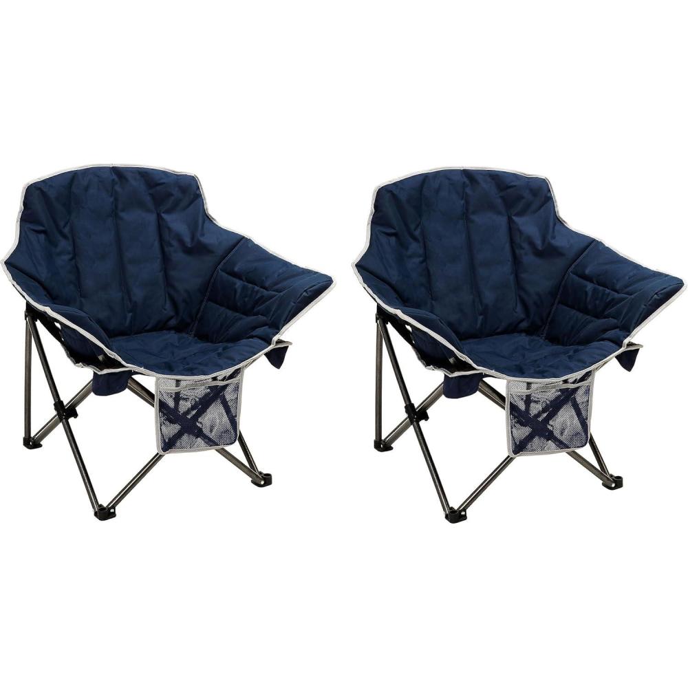 image:imageSUNNYFEEL Oversized Camping Chair Heavy Duty Folding Moon Chair Large Sofa Chair for Adults 500 LBS Portable Camp Lawn Chair with Storage Bag for Beach Trip Lawn Outdoor Camp for Adults amp Carry BagNavy Blue2set