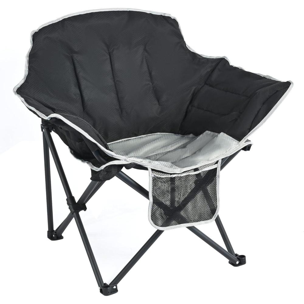 image:imageSUNNYFEEL Oversized Camping Chair Heavy Duty Folding Moon Chair Large Sofa Chair for Adults 500 LBS Portable Camp Lawn Chair with Storage Bag for Beach Trip Lawn Outdoor Camp for Adults amp Carry BagBlack Grey