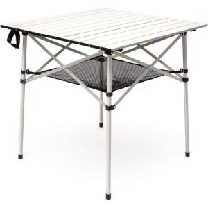 image:imageSUNNYFEEL Aluminum Folding Table for Camping Lightweight Roll Up Top Portable Camp Tables with Carry Bag for Outdoor Picnic Square BrownXlgrey1set