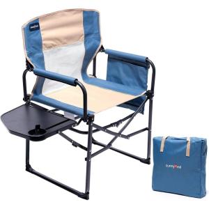 image:imageSUNNYFEEL Camping Directors Chair Heavy DutyOversized Portable Folding Chair with Side Table Pocket for Beach FishingTripPicnicLawnConcert Outdoor Foldable Camp ChairsLight Blue