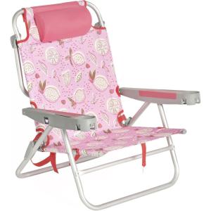 image:imageSUNNYFEEL Extra Wide 28 Low Beach Chair 5 Position Lay Flat XL Oversized Portable Folding Camping Chairs with Cup Holder for OutdoorTrip Lightweight Foldable Backpack Beach Chair for AdultsPink Lemon