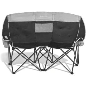 image:imageSUNNYFEEL Folding Double Camping Chair Oversized Loveseat Chair Heavy Duty PortableFoldable Lawn Chair with Storage for OutsideOutdoorTravelPicnic Fold Up Camp Chairs for Adults 2 PeopleBlackcooler
