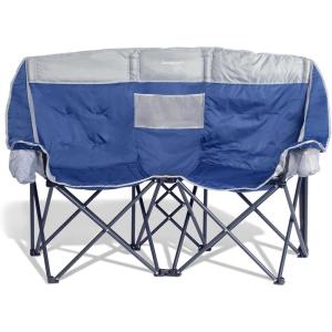 image:imageSUNNYFEEL Folding Double Camping Chair Oversized Loveseat Chair Heavy Duty PortableFoldable Lawn Chair with Storage for OutsideOutdoorTravelPicnic Fold Up Camp Chairs for Adults 2 PeopleDark Bluecooler