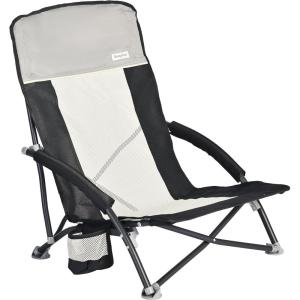 image:imageSUNNYFEEL Low Folding Beach Chair for Adults Portable Lightweight Sling Beach Camping Chairs with Cup Holder ArmrestFoldable Camp Lawn Chair for Outdoor Sand Concert Travel Sport Events300LBSBlack Grey
